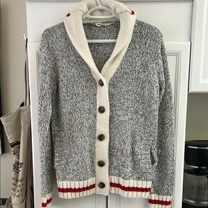 Bluenotes Gray and Cream Shawl Collar Cardigan